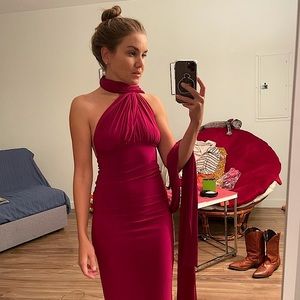 Boohoo purple multiway dress slit size 2